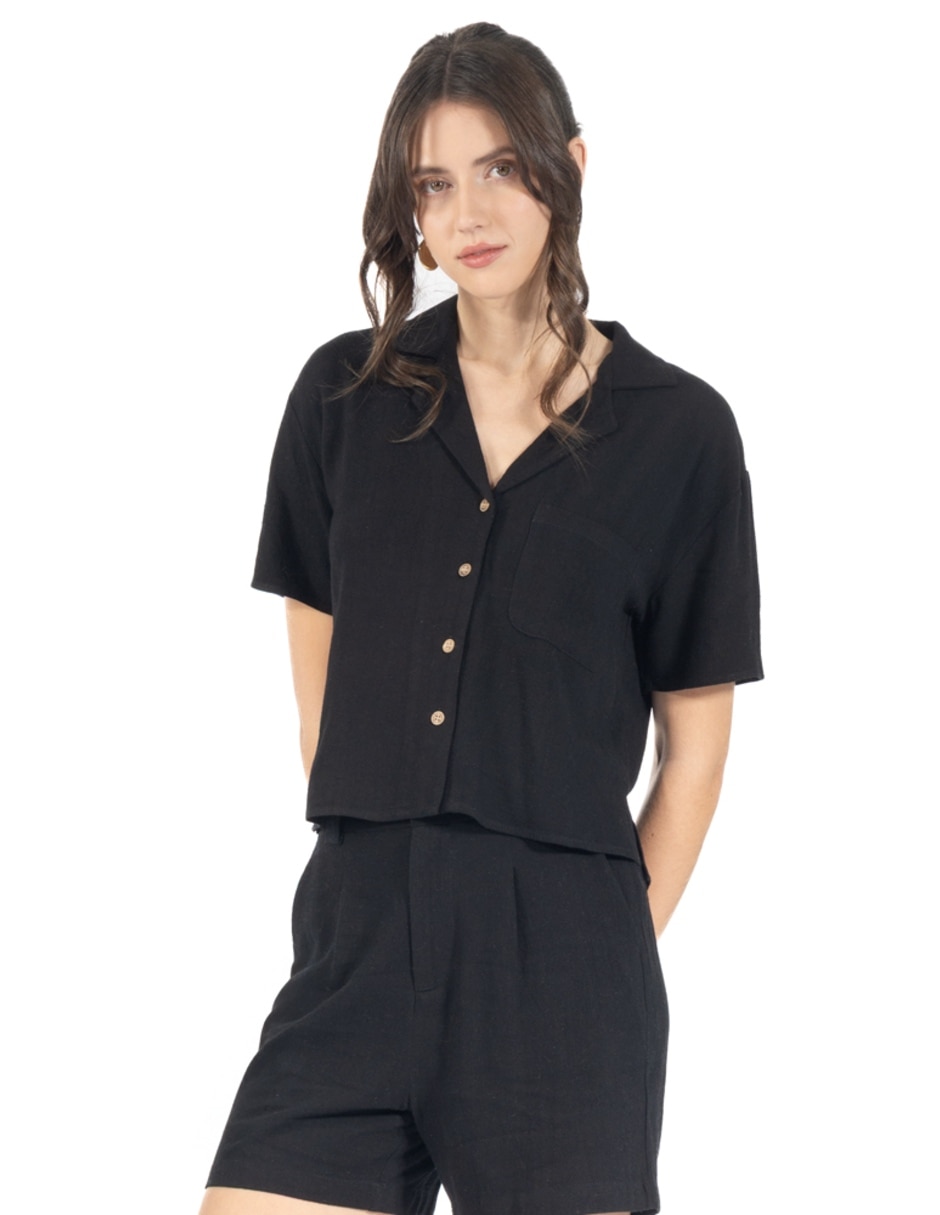 Short forever 21 con botón frontal de lino y viscosa para mujer