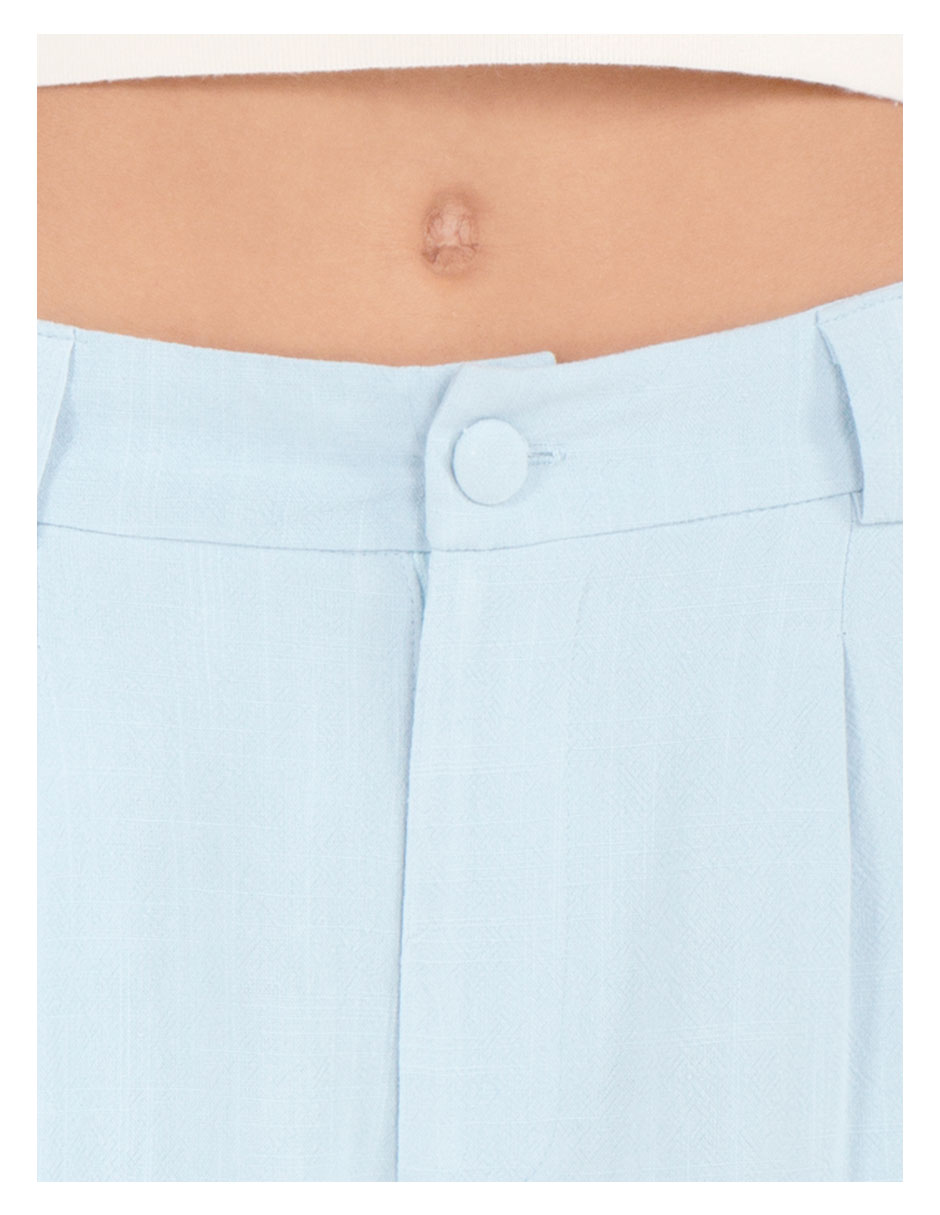 Short con botón frontal de lino y viscosa para mujer 4