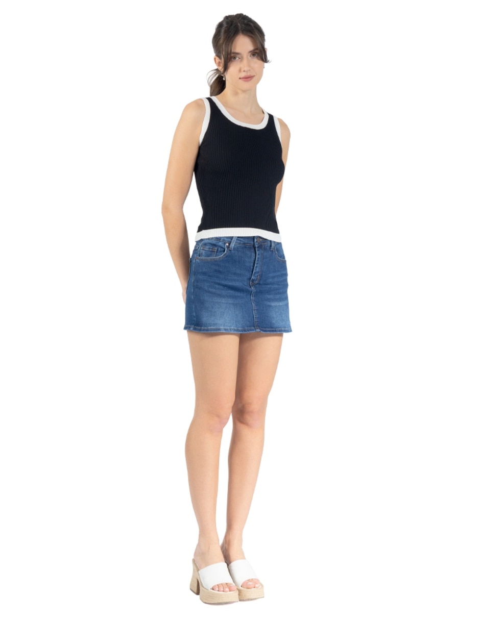 Playera sin manga cuello redondo para mujer 3