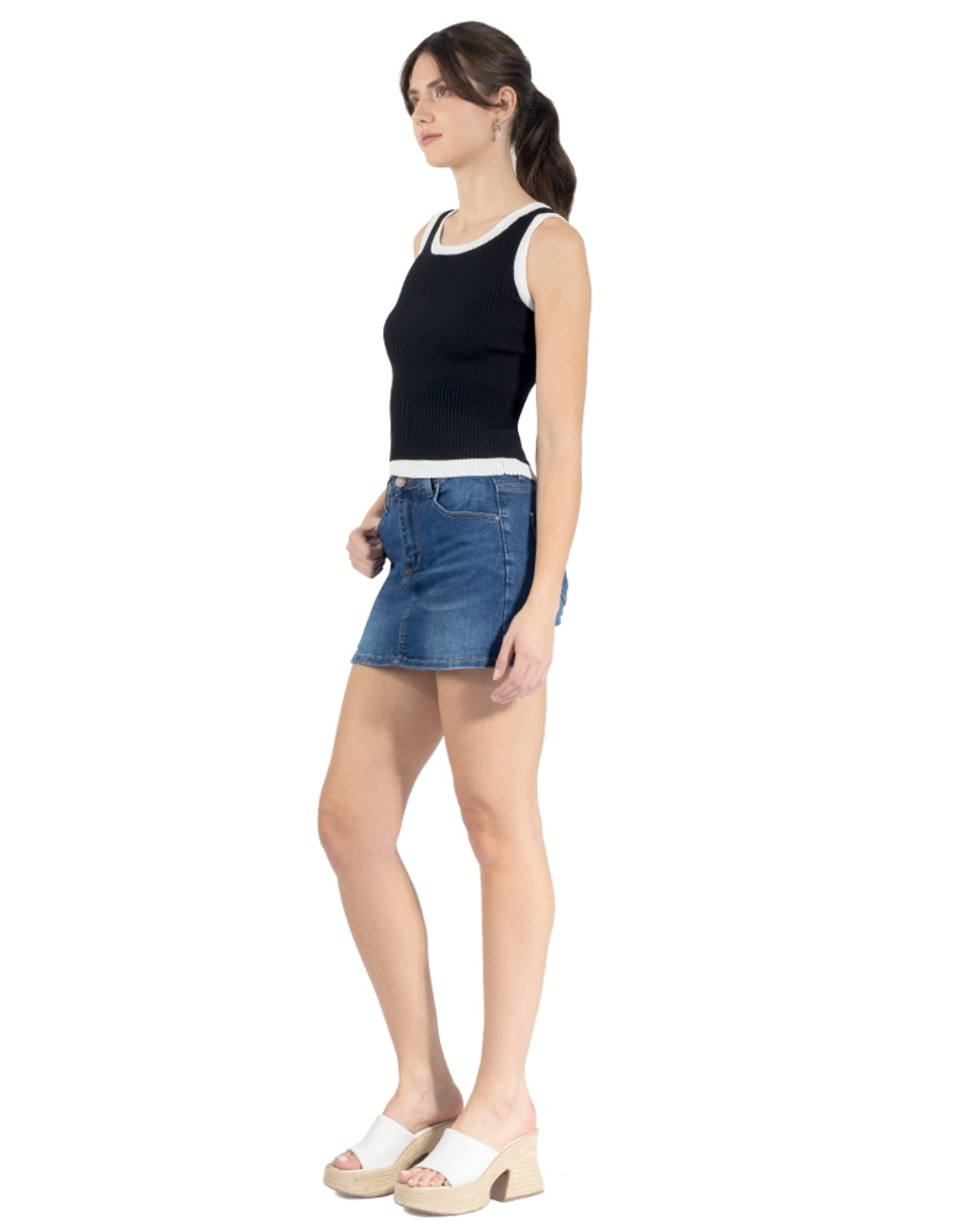 Playera sin manga cuello redondo para mujer 4