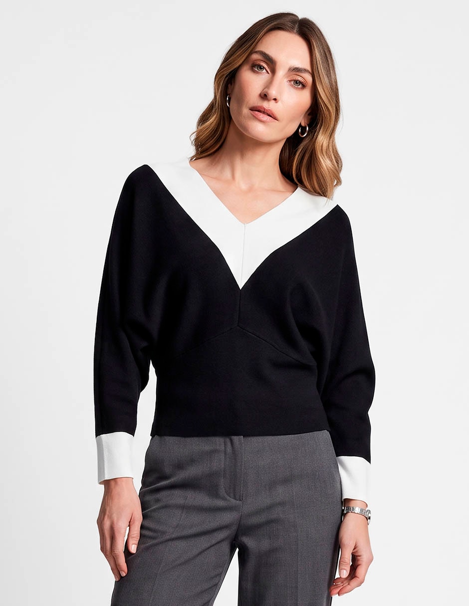 Suéter cuello v para mujer 1