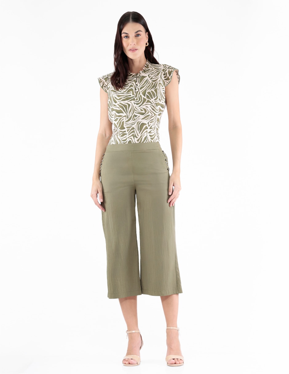 Pantalón coulotte regular para mujer 4