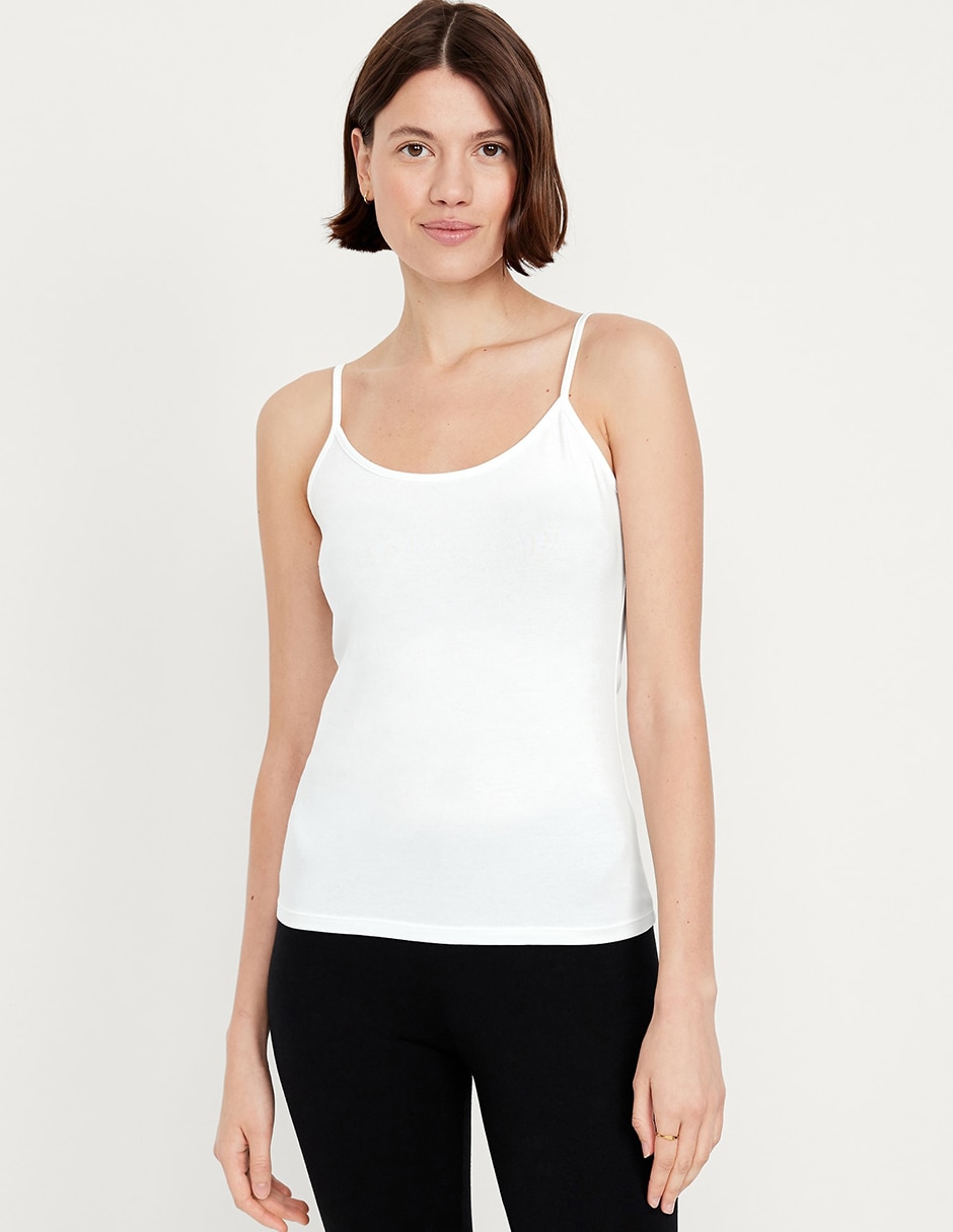 Playera sin manga cuello redondo para mujer