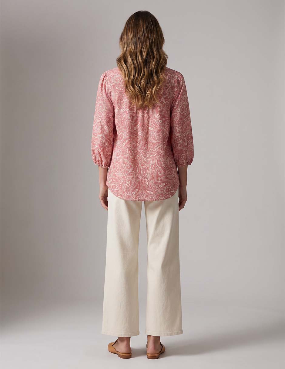 Blusa manga 3/4 con amarre para mujer 2