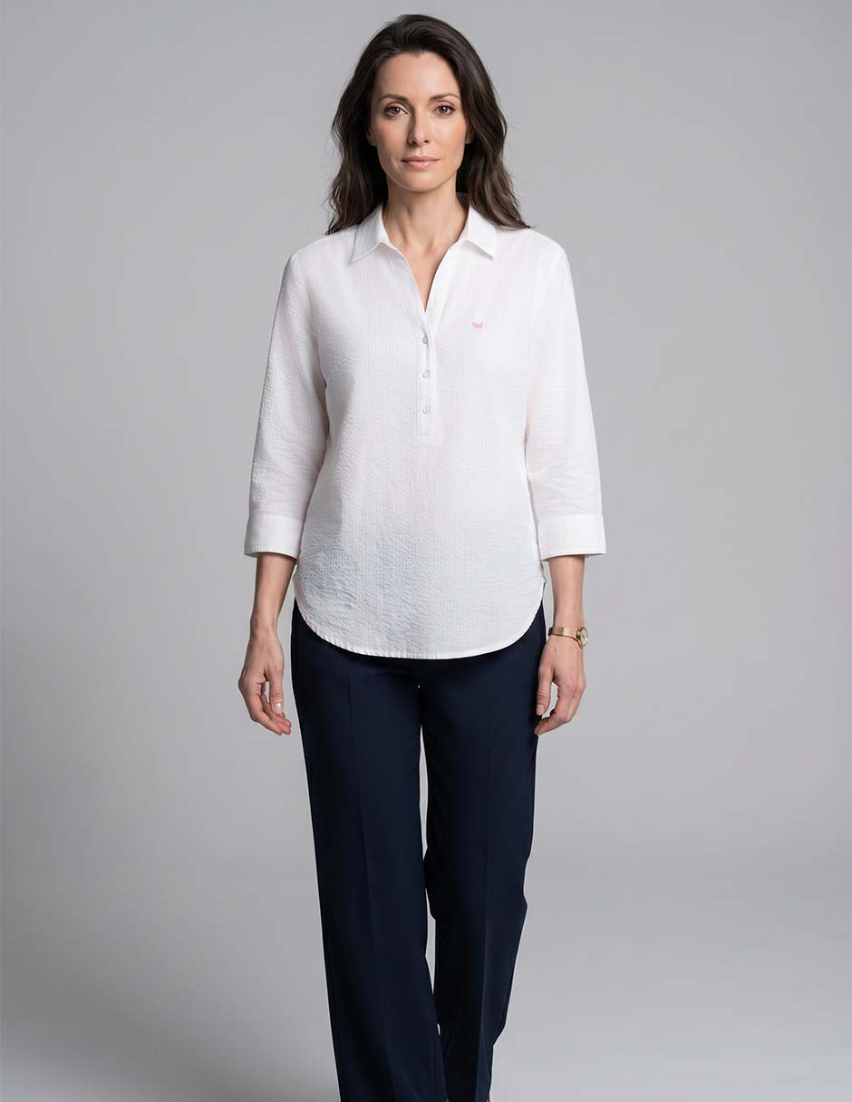 Blusa manga 3/4 tipo camisera para mujer