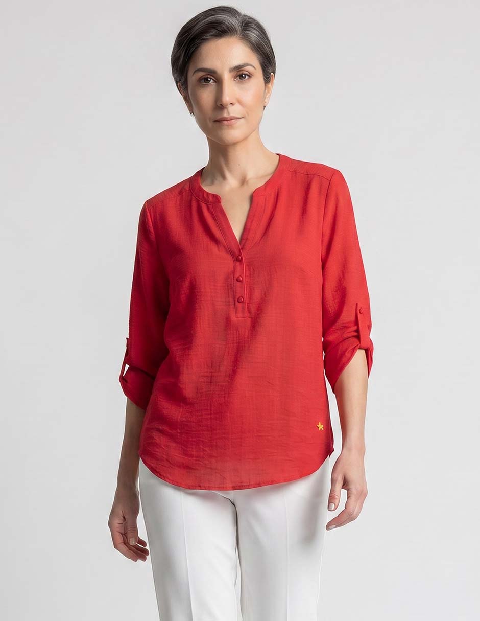 BLUSA FERRIONI M29200 3/4 CO, EG, ROJO
