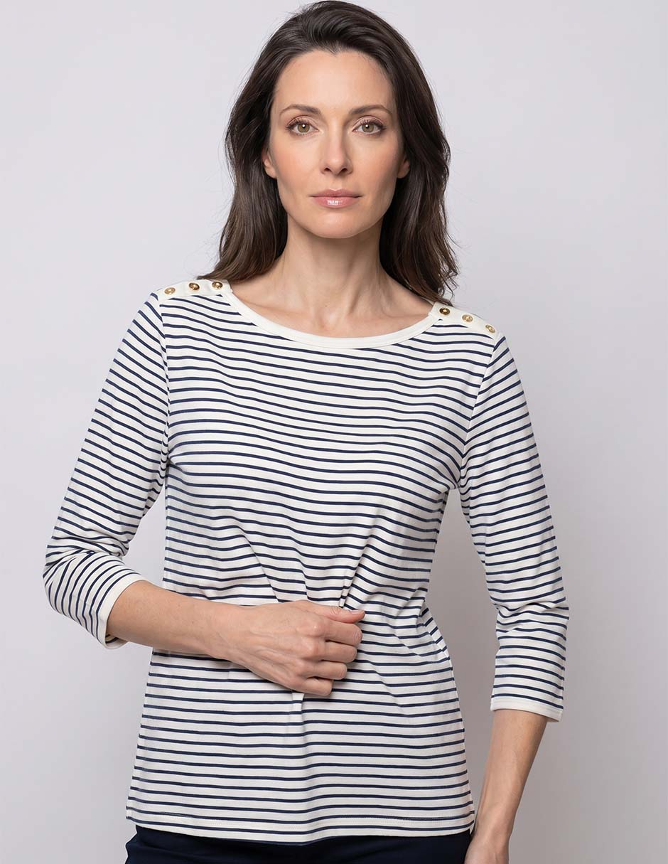 Playera manga 3/4 cuello redondo para mujer