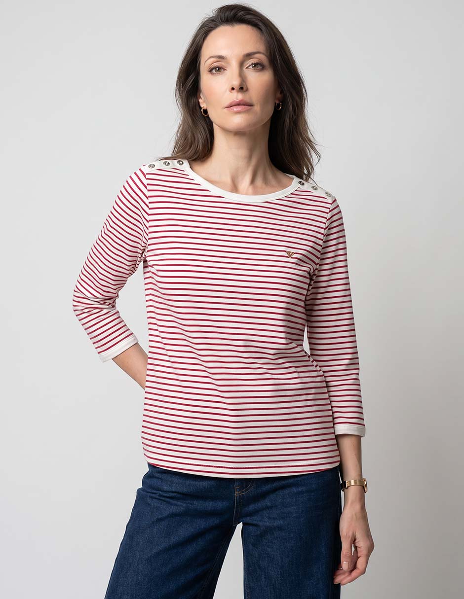 Playera manga 3/4 cuello redondo para mujer 1