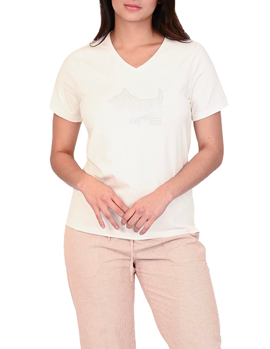Playera manga corta Daphne cuello v para mujer 3