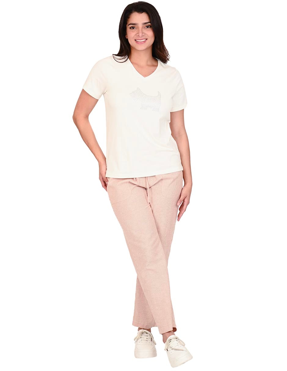 Playera manga corta Daphne cuello v para mujer 4