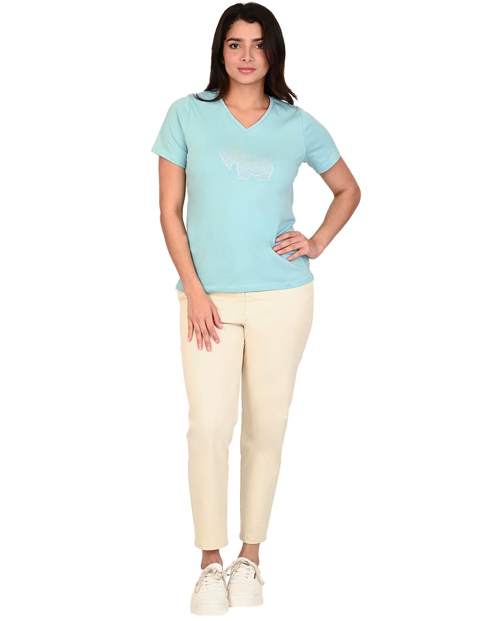 Playera manga corta Daphne cuello v mujer 4