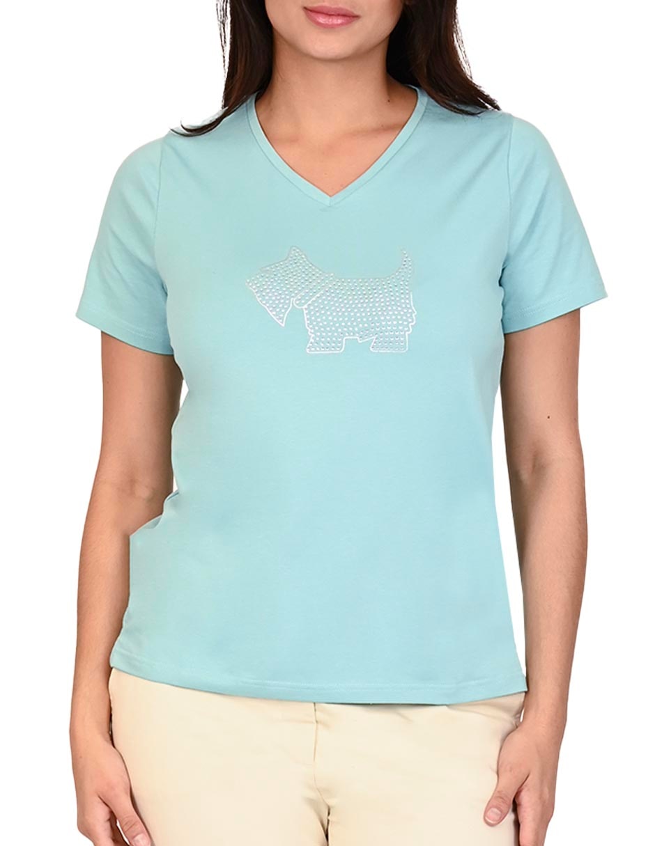 Playera manga corta Daphne cuello v mujer 2