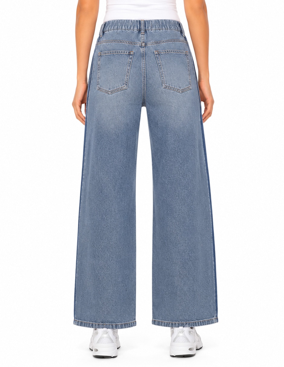 Jeans regular relajado corte cintura para mujer 3
