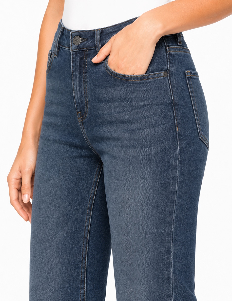 Jeans regular bota corte cintura para mujer 3