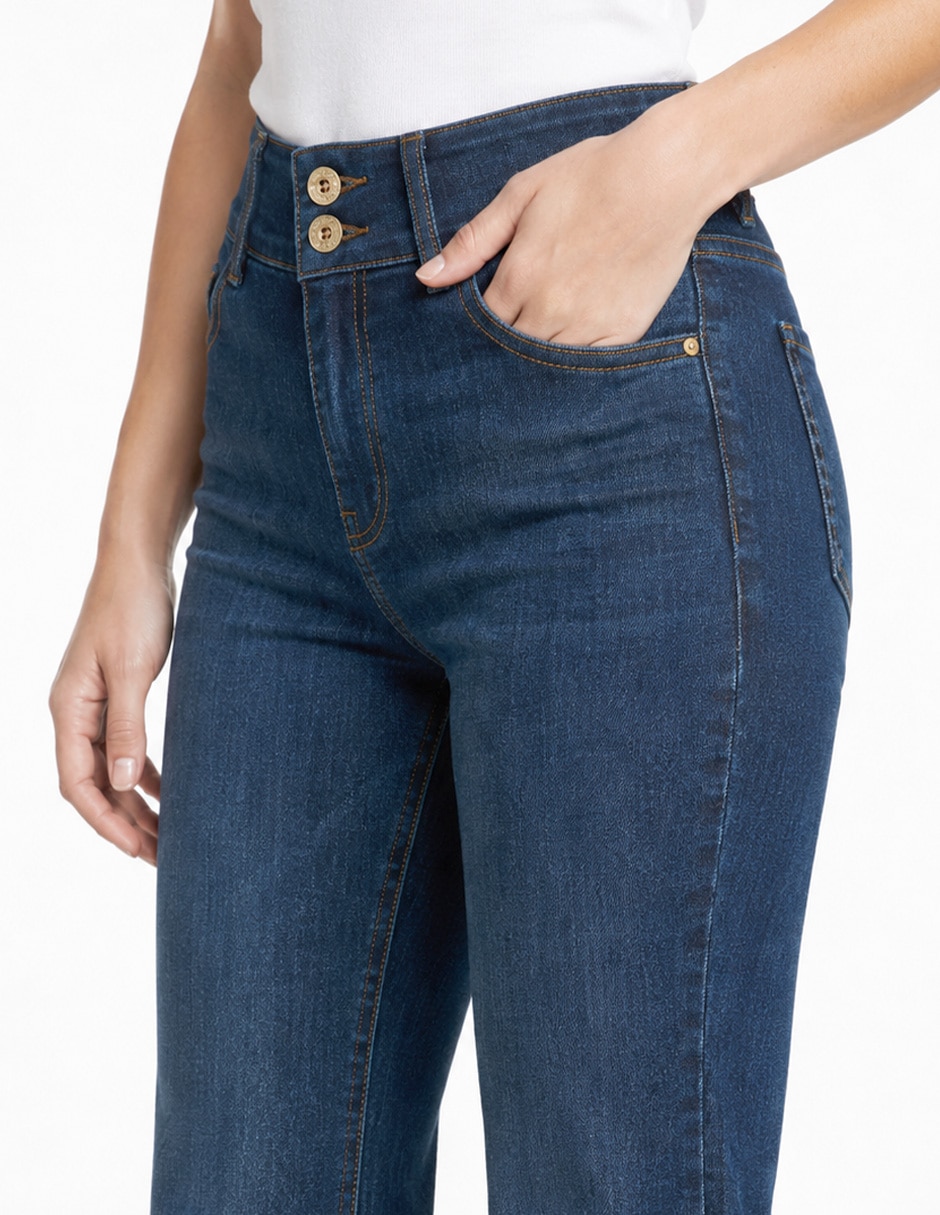 Jeans regular bota corte cintura para mujer 4