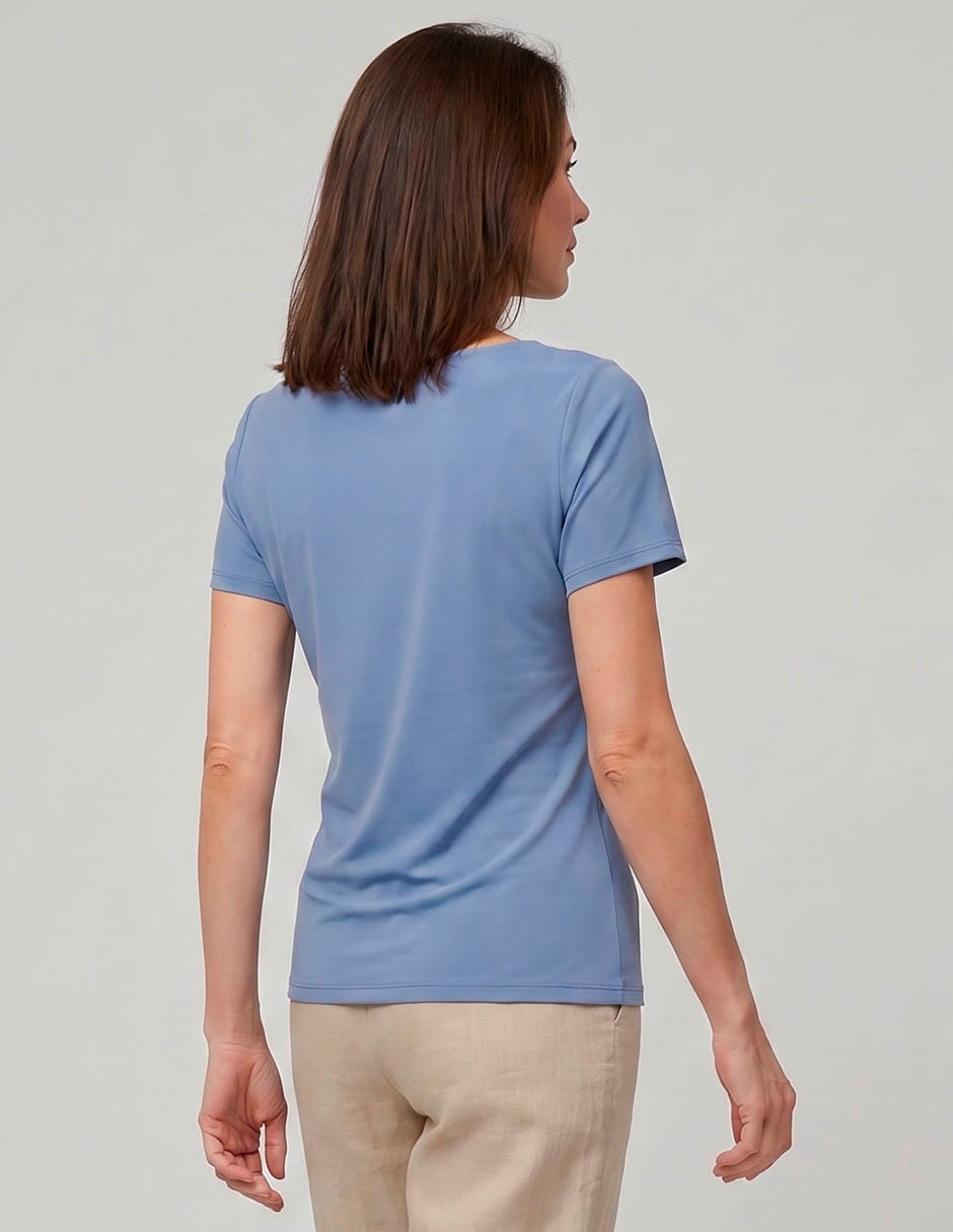 Playera manga corta cuello drapeado para mujer 2