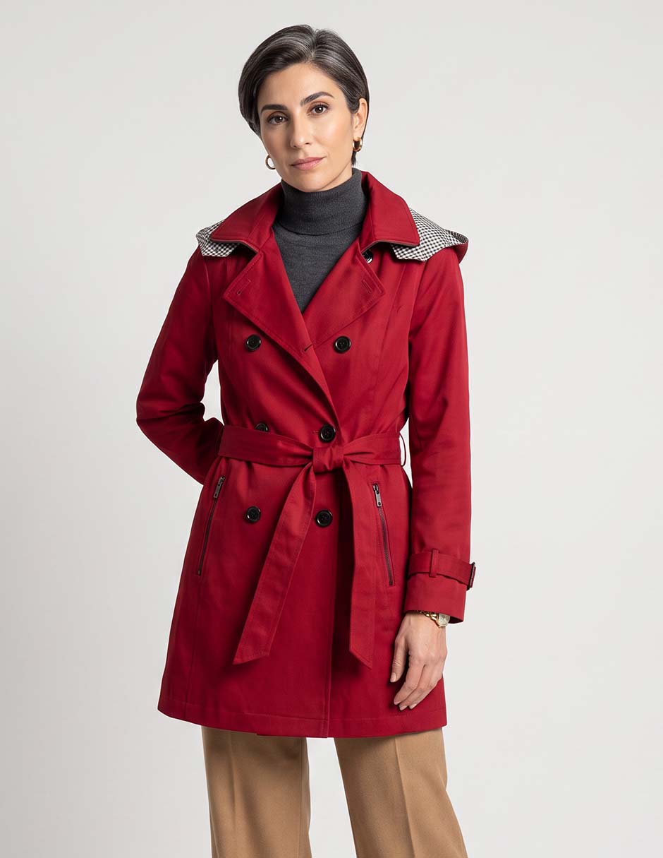 Gabardina con capucha y bolsa para mujer 1