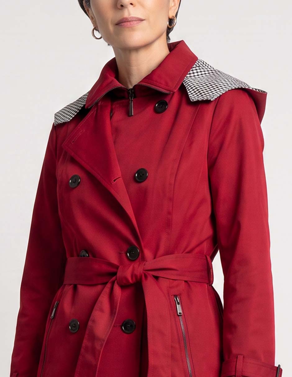 Gabardina con capucha y bolsa para mujer 3