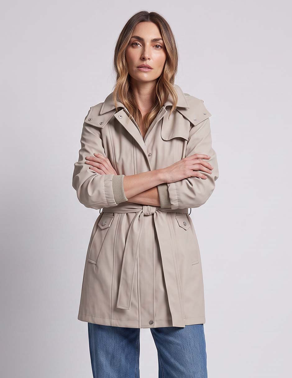 Gabardina impermeable capucha y bolsa para mujer Gabardina impermeable capucha y bolsa para mujer