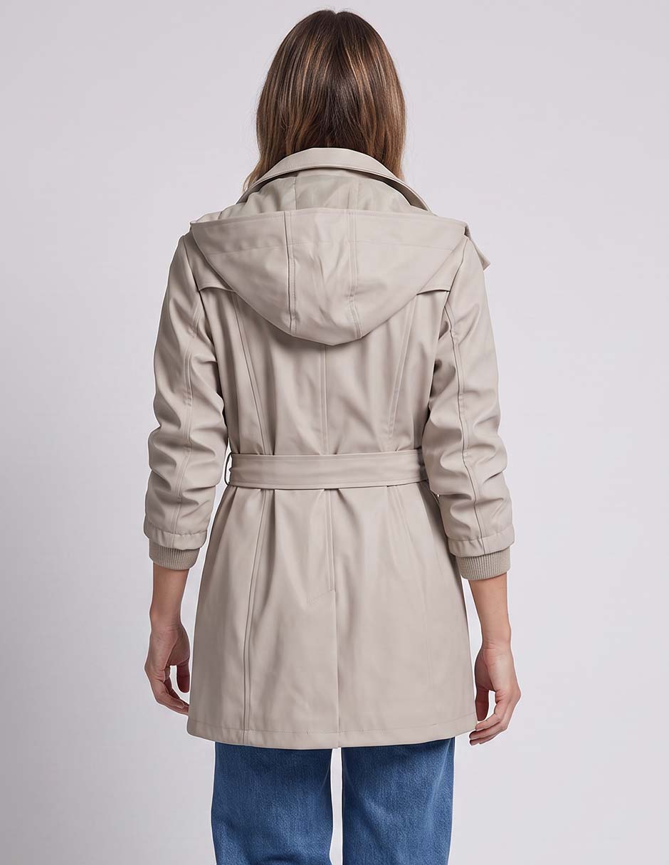 Gabardina impermeable capucha y bolsa para mujer 2