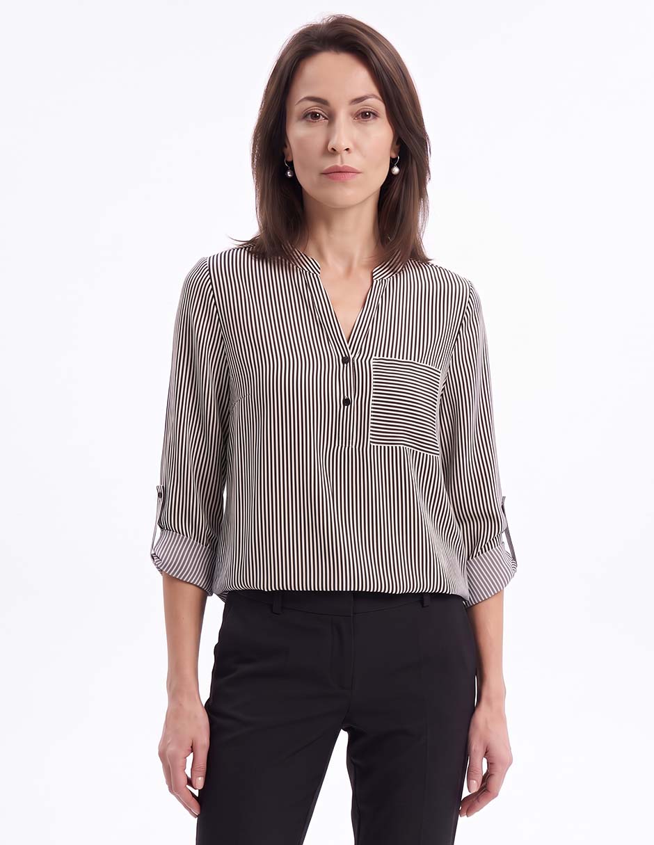 Blusa camisera manga 3/4 para mujer