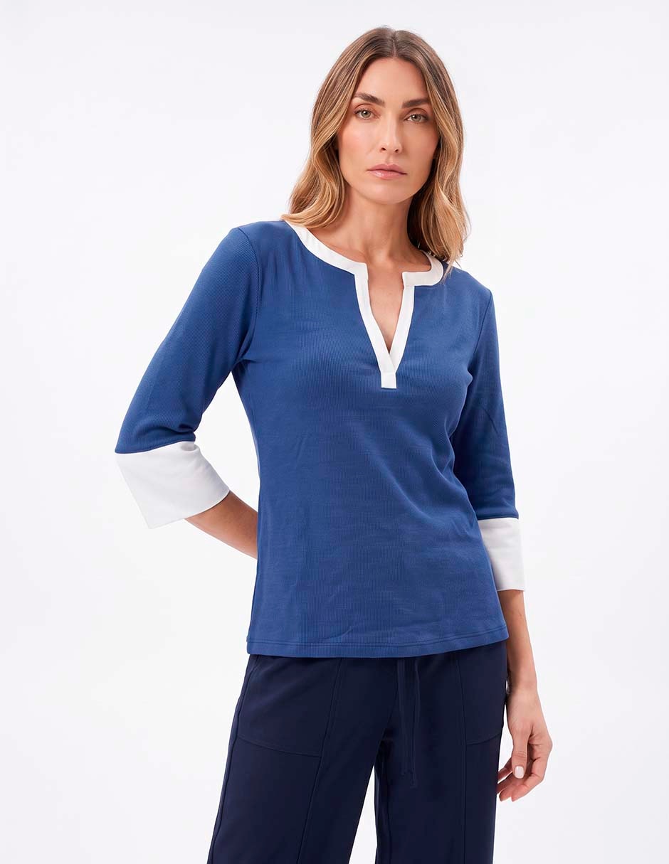 Playera manga 3/4 cuello redondo para mujer Playera manga 3/4 cuello redondo para mujer