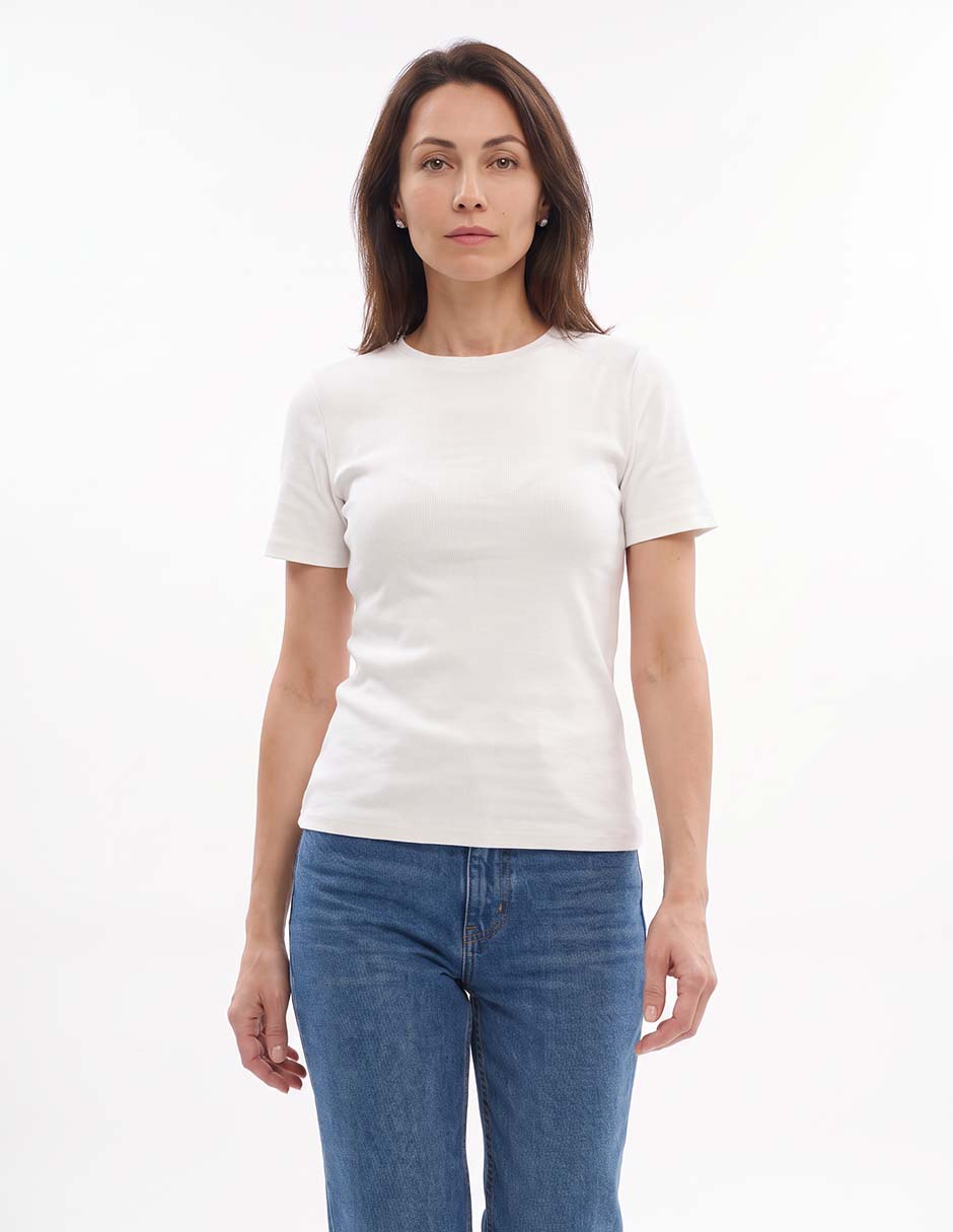 Playera manga corta cuello redondo para mujer 1