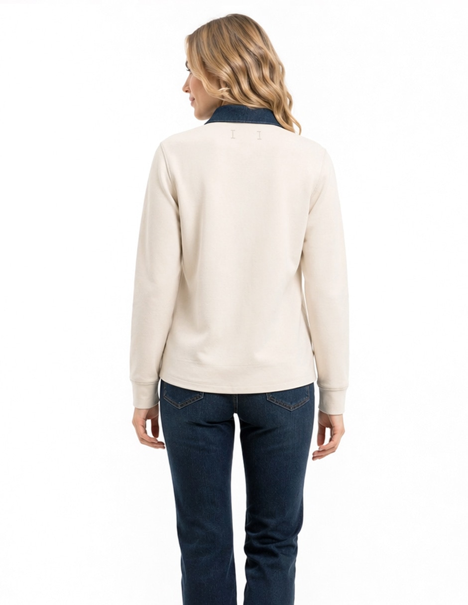 Sudadera con cuello a contraste comfort para mujer 3