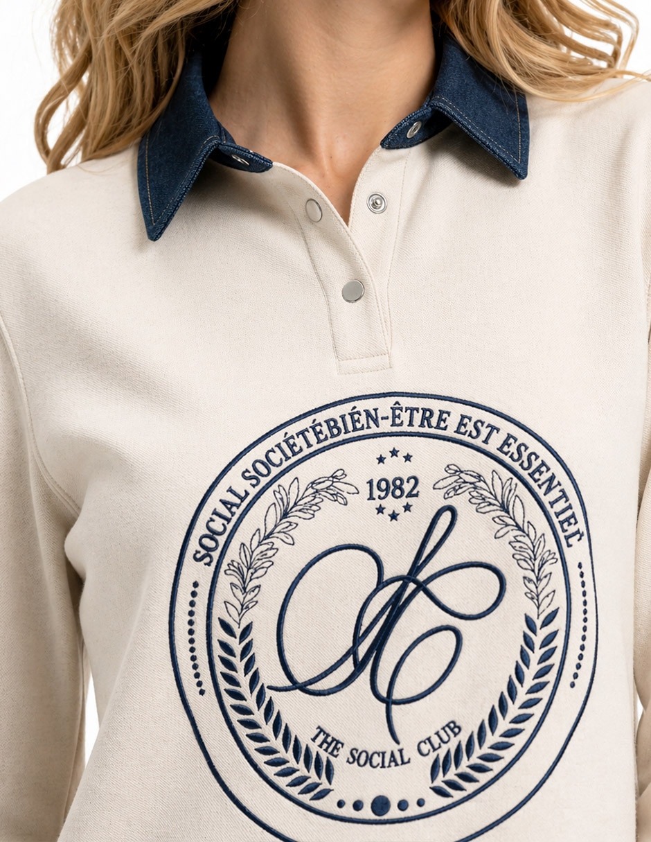 Sudadera con cuello a contraste comfort para mujer 4