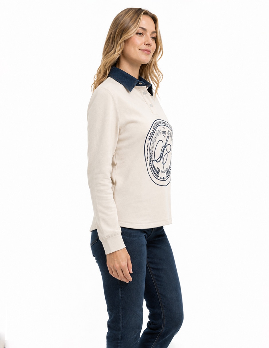 Sudadera con cuello a contraste comfort para mujer 5