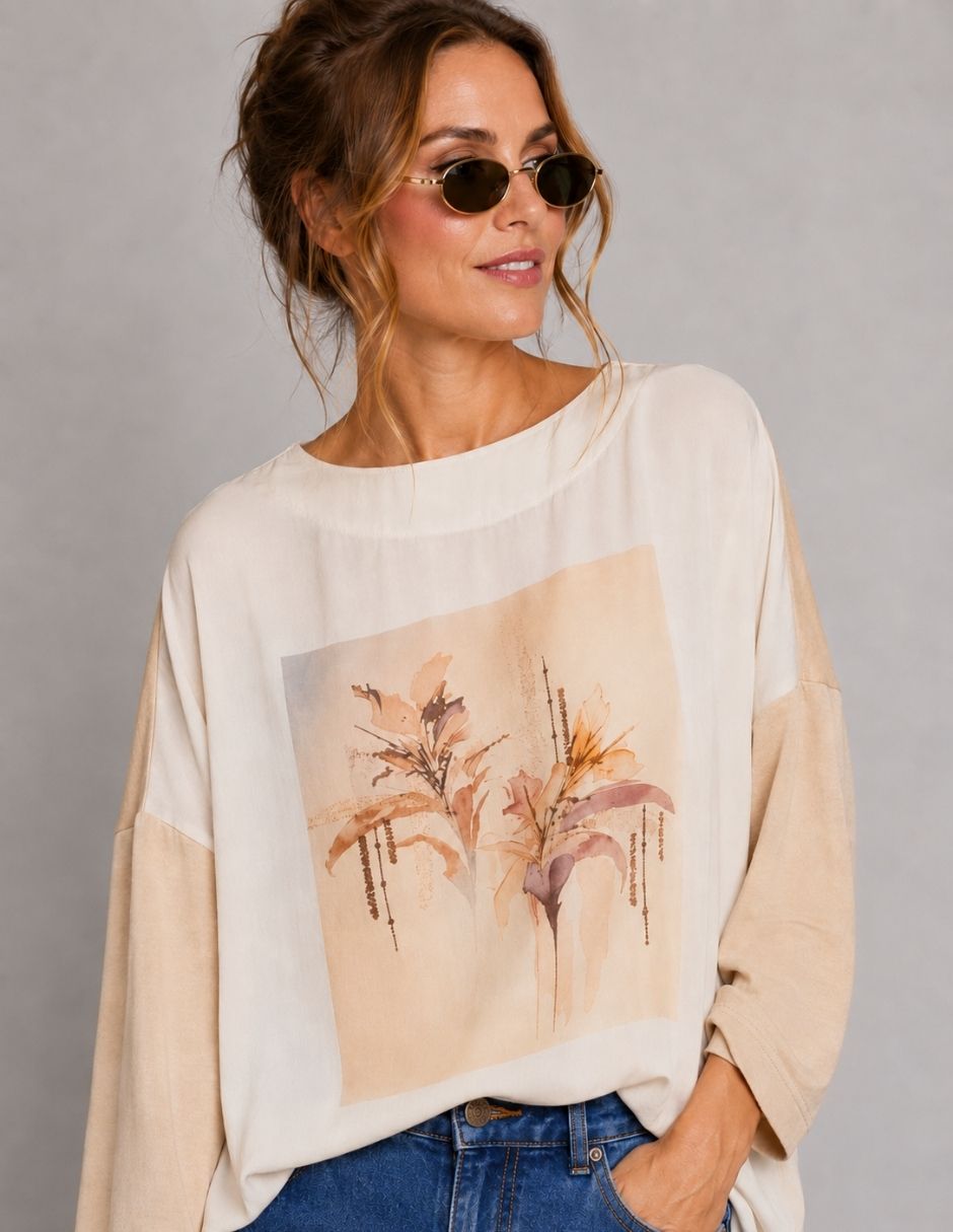 Playera manga 3/4 cuello redondo para mujer Playera manga 3/4 cuello redondo para mujer