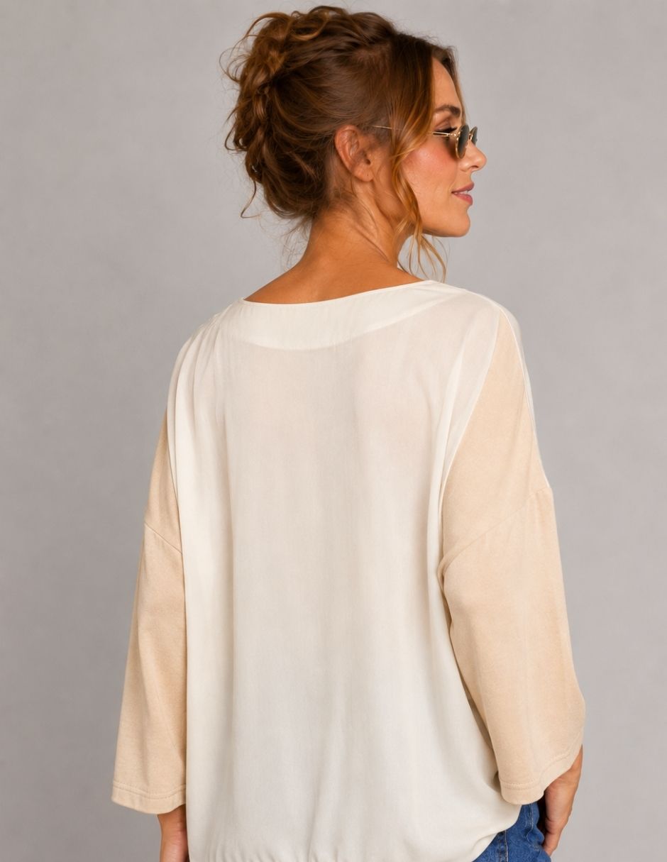 Playera manga 3/4 cuello redondo para mujer 2