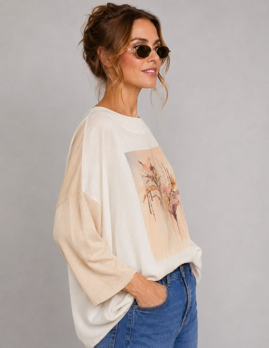 Playera manga 3/4 cuello redondo para mujer 3