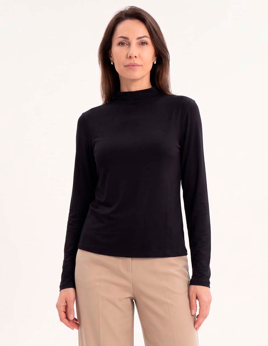 Playera manga larga cuello alto para mujer 4