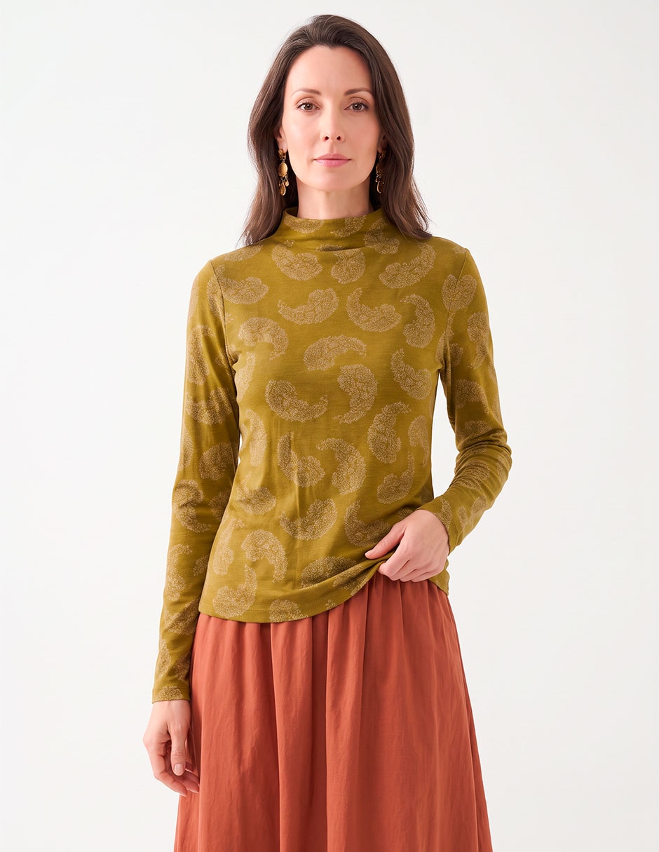 Playera manga larga cuello alto para mujer Playera manga larga cuello alto para mujer