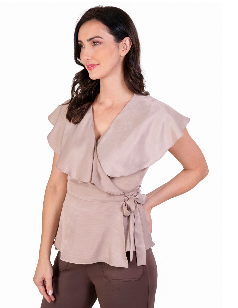 Blusa atelier petite manga corta para mujer