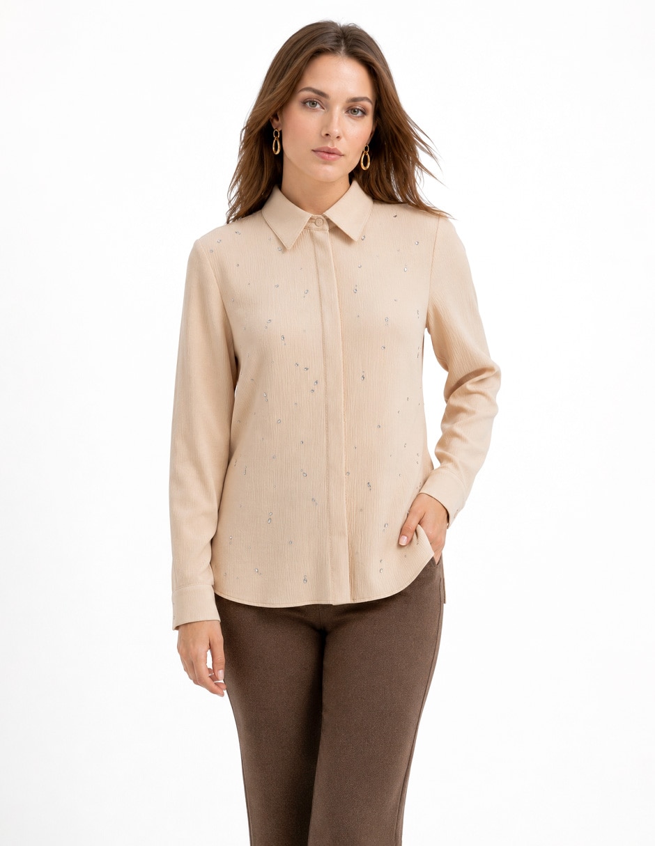 Blusa camisera Cristiane manga larga para mujer Blusa camisera Cristiane manga larga para mujer