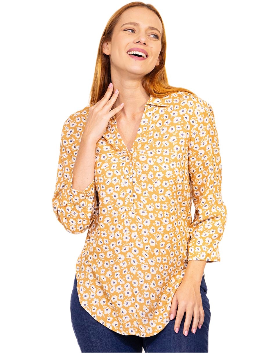 Blusa alzata manga 3/4 para mujer Blusa alzata manga 3/4 para mujer