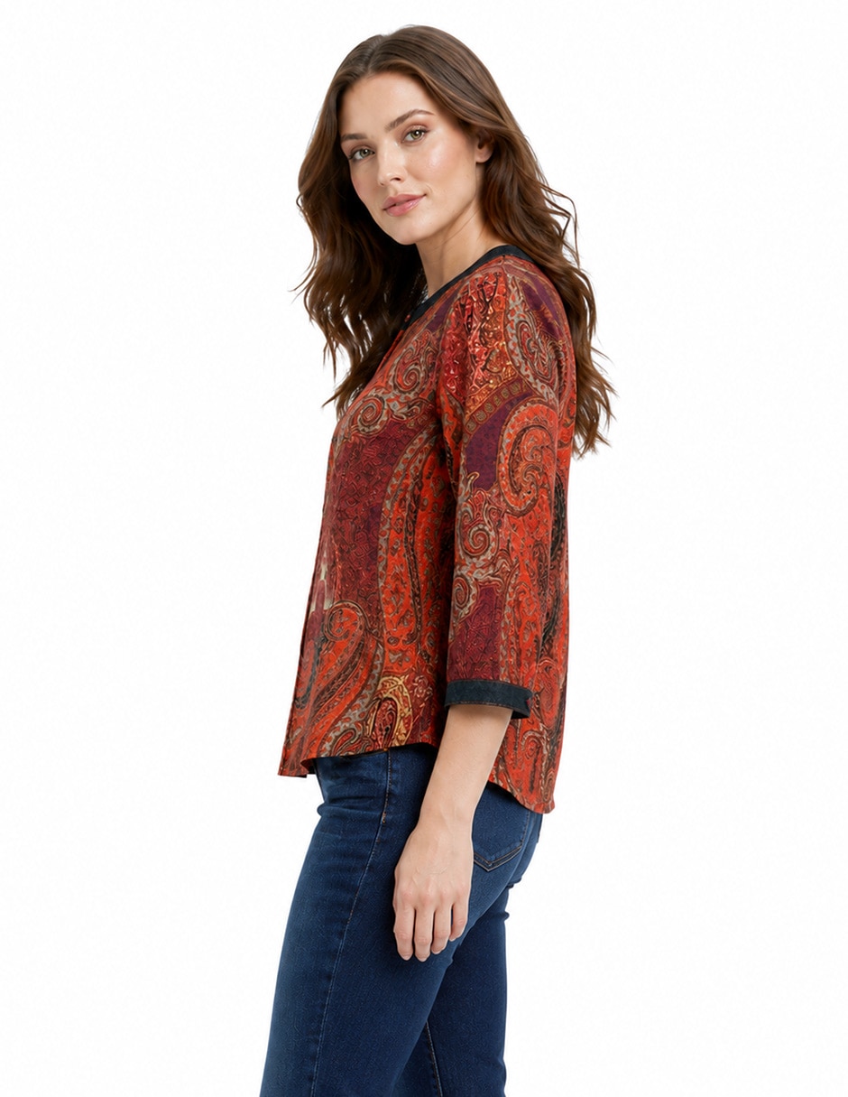 Blusa Gardenia manga 3/4 para mujer 4