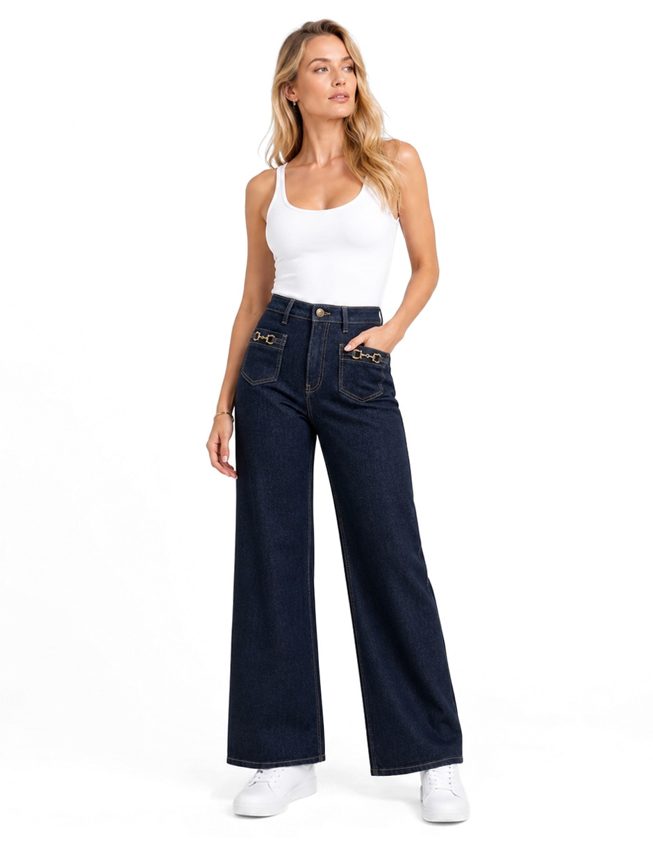 Jeans regular bota corte cintura para mujer 2