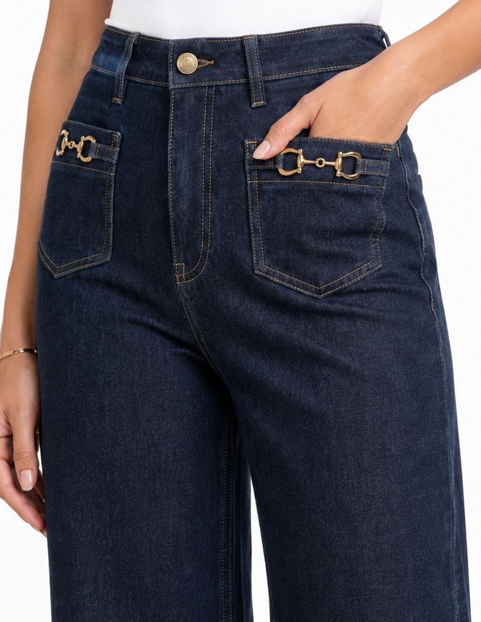 Jeans regular bota corte cintura para mujer 4