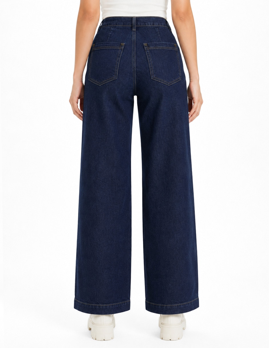 Jeans regular relajado corte cintura para mujer 3