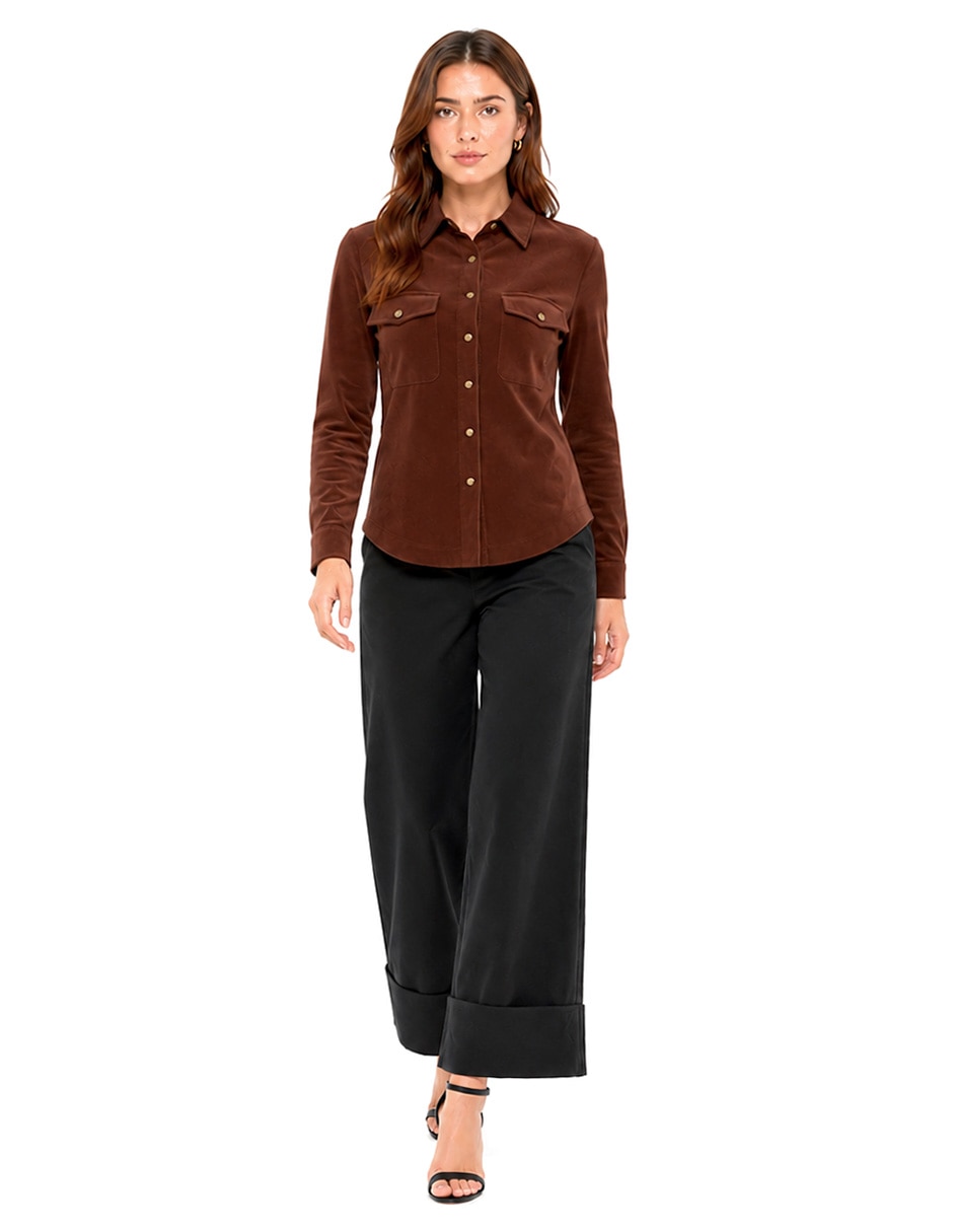 Blusa camisera blusa esenciales manga larga para mujer 2