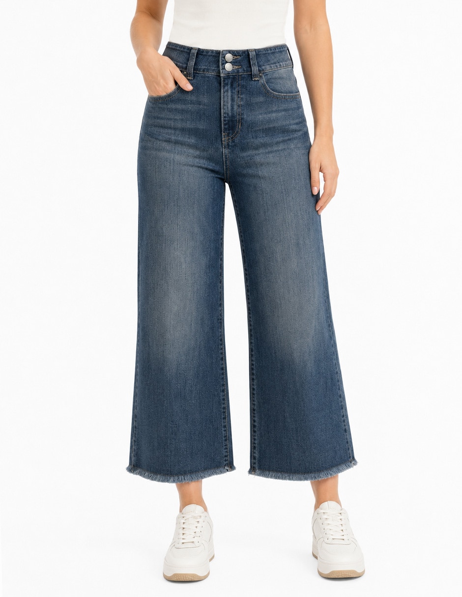 Jeans capri bota corte cintura para mujer