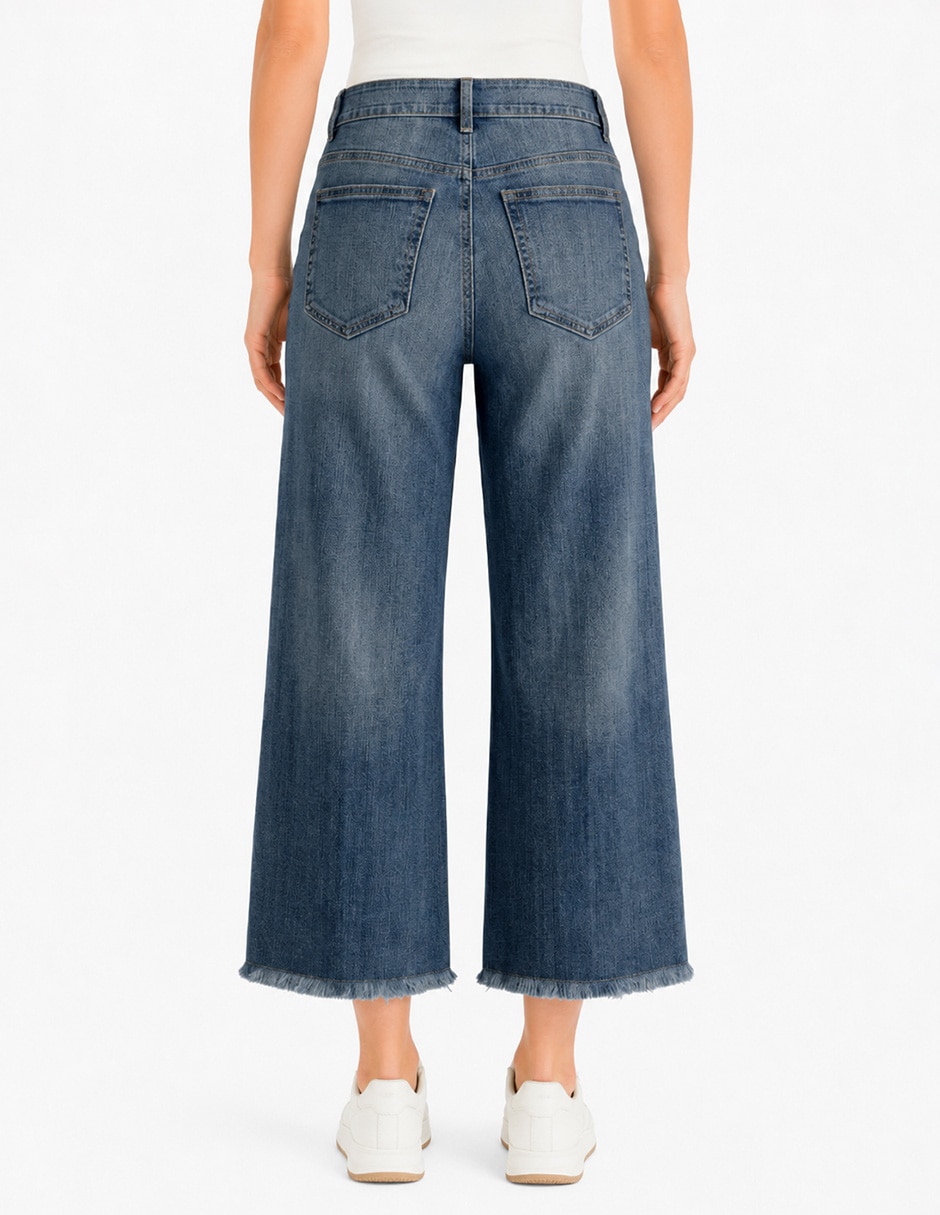Jeans capri bota corte cintura para mujer 3