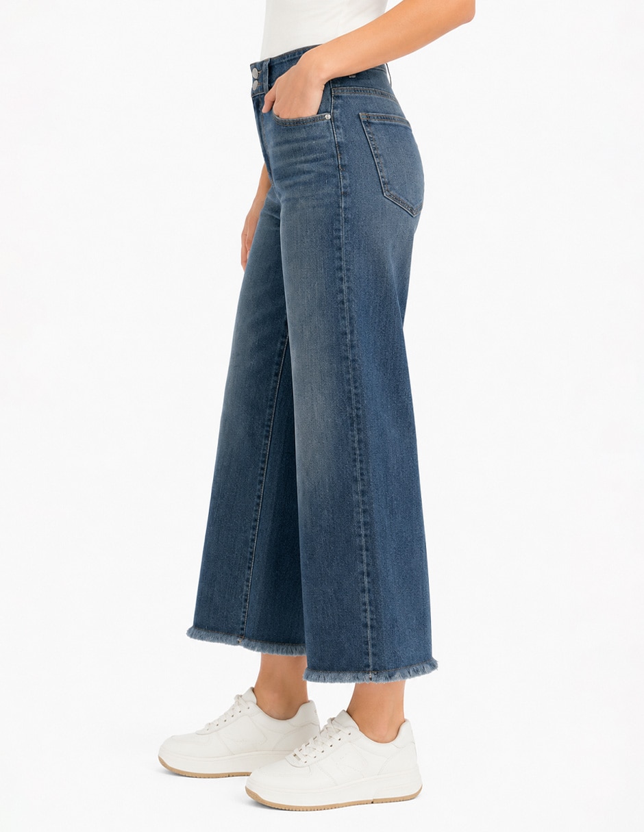 Jeans capri bota corte cintura para mujer 5
