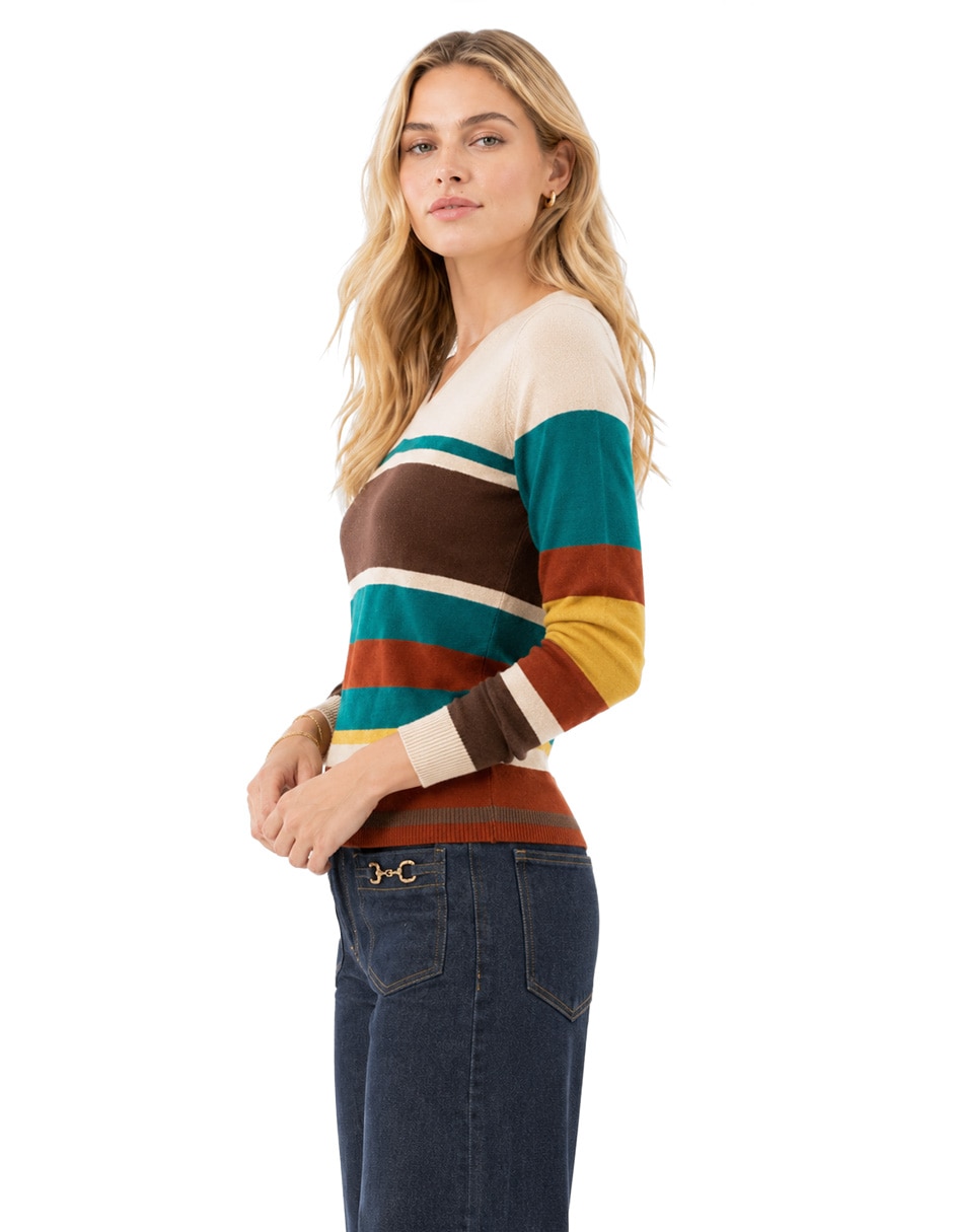 Suéter cuello v para mujer 4