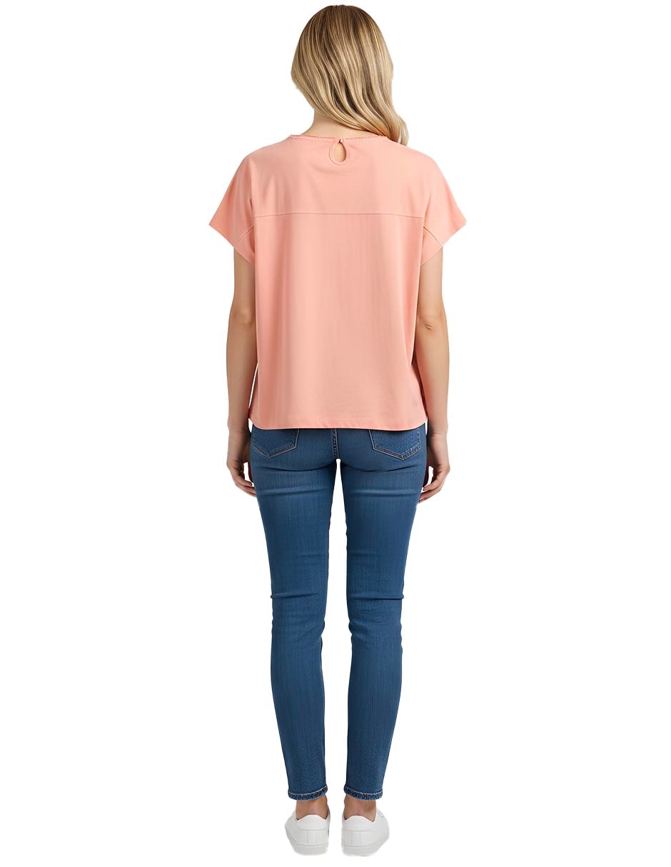 Playera manga corta ferrioni irlande cuello redondo para mujer
