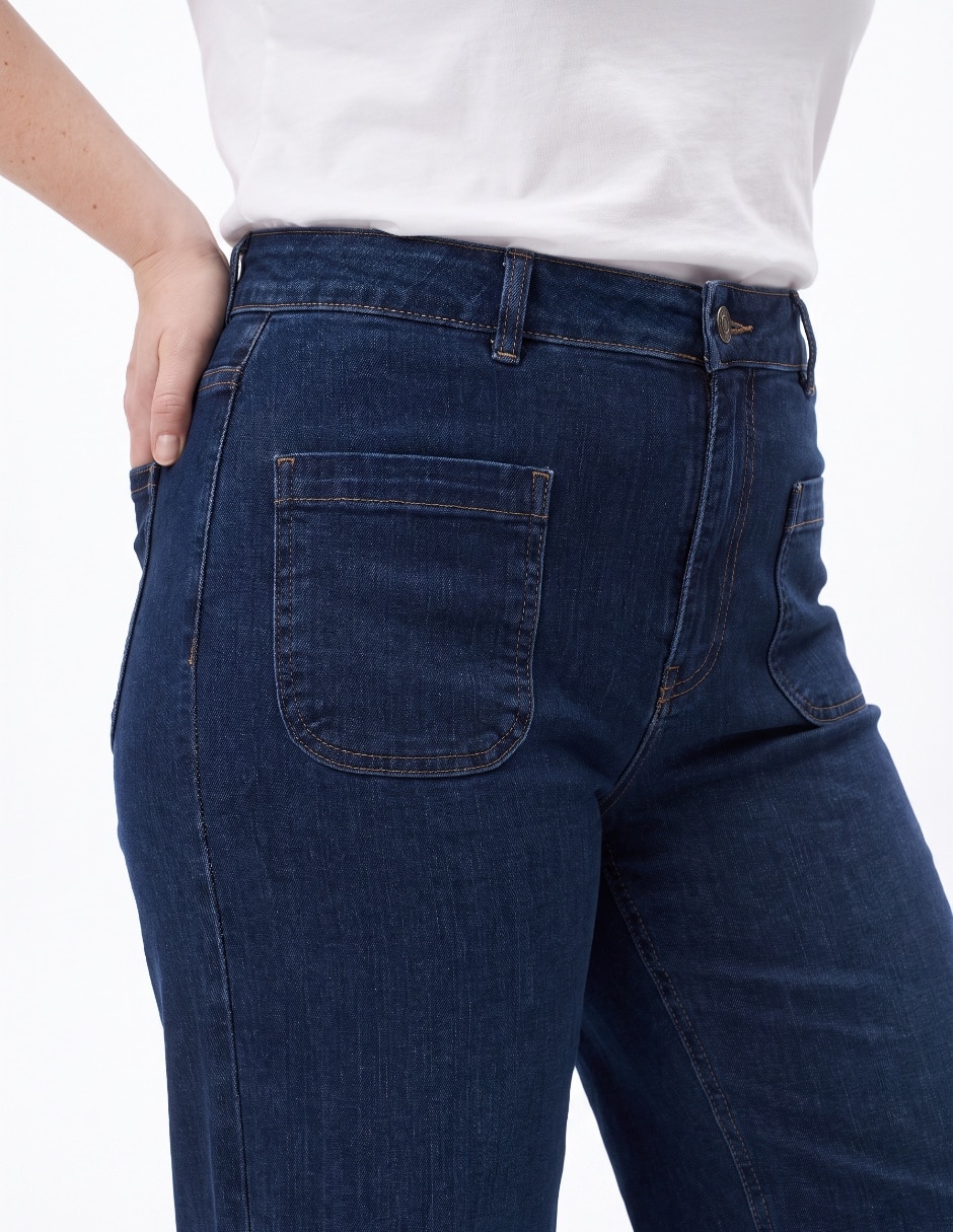 Jeans Wide Leg L554 corte cintura para mujer 3