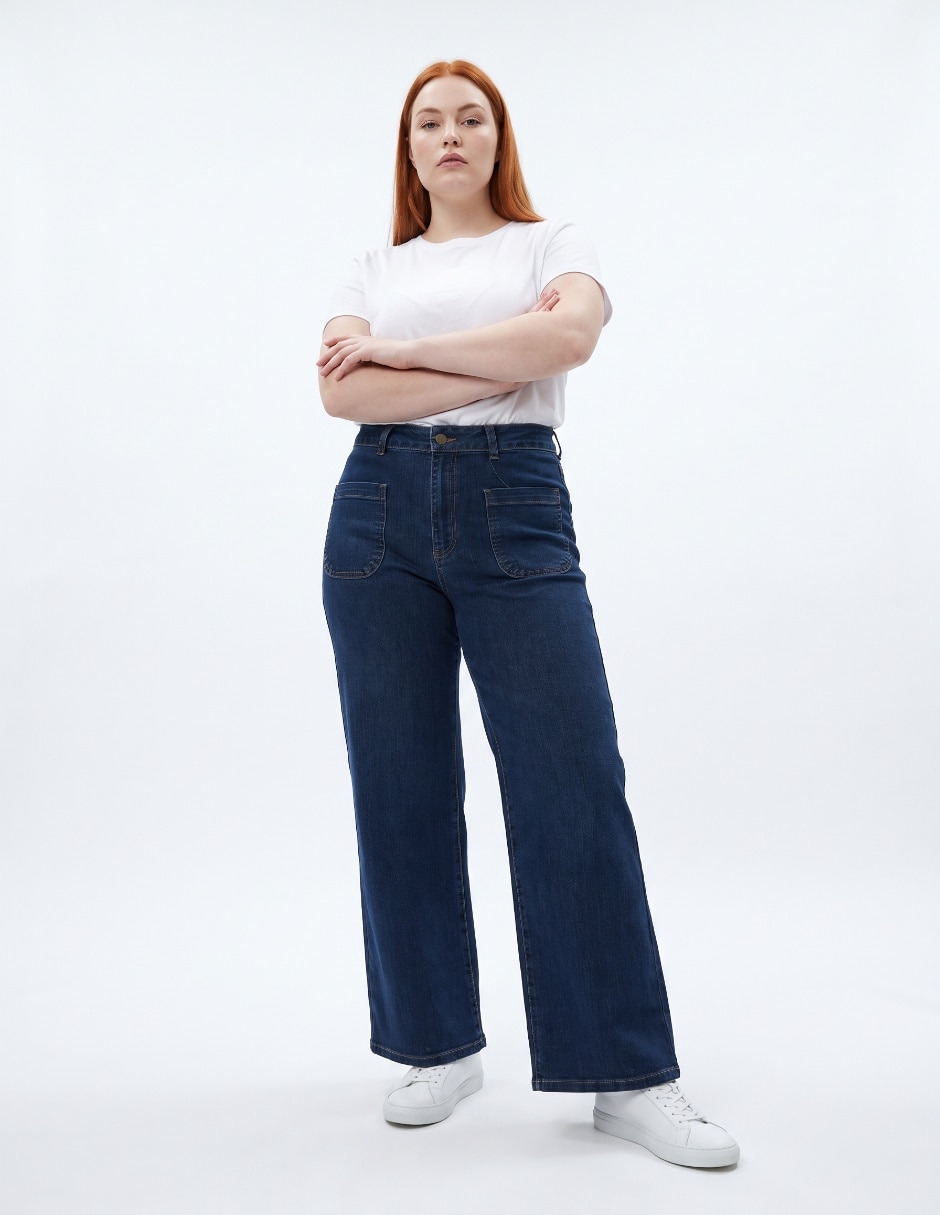 Jeans Wide Leg L554 corte cintura para mujer 4